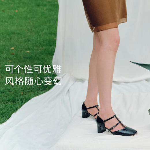 7or9玛丽珍鞋T字带高跟单鞋黑朗姆 商品图5
