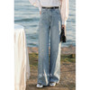 鹿向南「赴春之约」蓝色绣花直筒宽松阔腿牛仔裤女春季显瘦长裤子 商品缩略图0