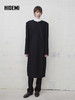 HIDEMI 绵羊毛设计感黑色简约圆领长款西装西服外套 商品缩略图0