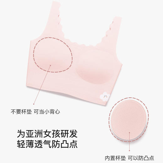 【E】likeuu儿童内衣一阶段囡囡桃女大童发育期防凸点学生小背心a类二代LC1152082 商品图3