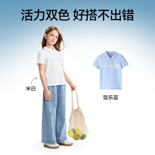 女童翻领短袖针织衫夏季新款安奈儿童装EG621607 商品图3