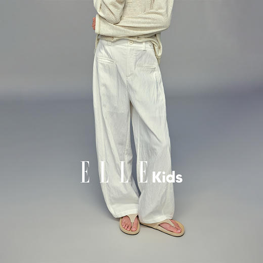 💕春3童装白字皱感弯刀休闲裤 商品图0
