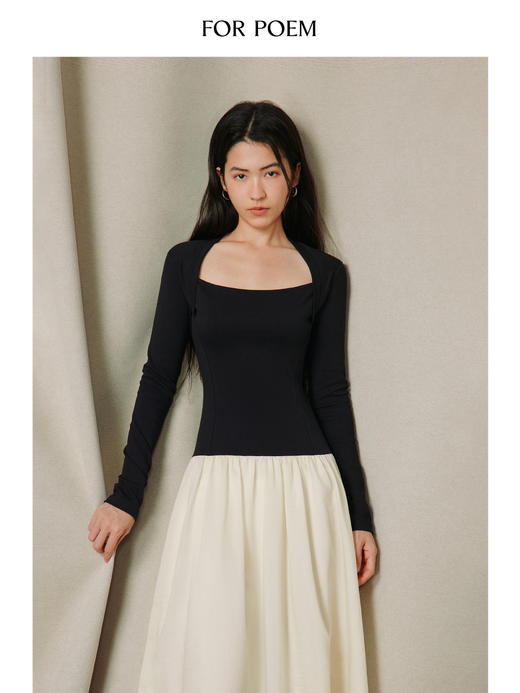 ForPoem 26/SS 原创设计假两件撞色拼接连衣裙 商品图3