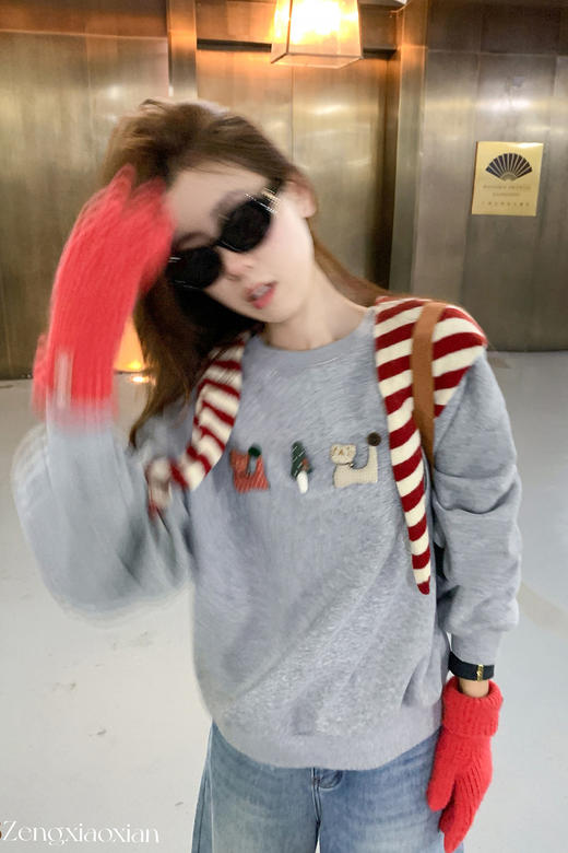 <曾小咸推荐>2.27现货秒杀 ！微信超特价！韩系灰色无帽加绒卫衣 日常209.99 立减120 秒杀89.99！ 商品图5