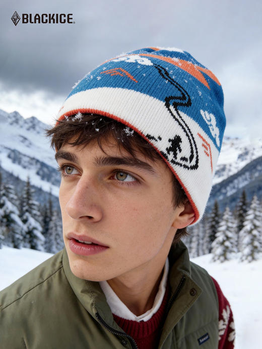 黑冰新品户外运动帽子蓝色针织帽男女骑行登山徒步冷帽防寒Z2141 商品图5