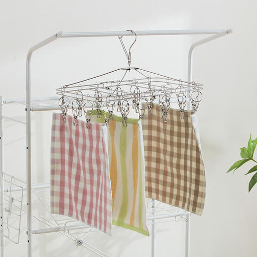 NITORI宜得利家居 防风晾晒夹毛巾夹不锈钢折叠衣架24P SI AQ130 商品图0