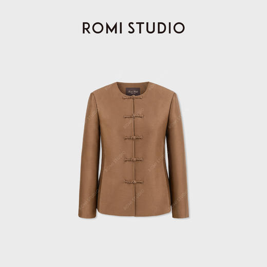 ROMI STUDIO羊毛桑蚕丝混纺手工丝绒盘扣新中式外套 RWDSWG2324 商品图1
