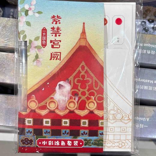 "飞乐鸟*CGS06-48-GZJ一方国色 水彩涂色套装 紫禁宫阙130*180mm 线稿120*126 6张/套" 商品图0