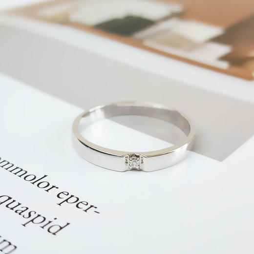 Zbird AU750白金简约时尚0.013克拉钻石戒指21号（戒圈可改）030226NJT44 商品图4