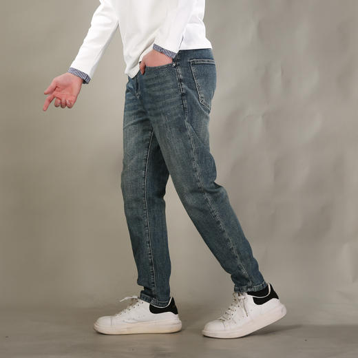 DRONKOO 2026 织带腰带表袋右后袋蓝标加绣线中厚牛仔长裤 商品图2