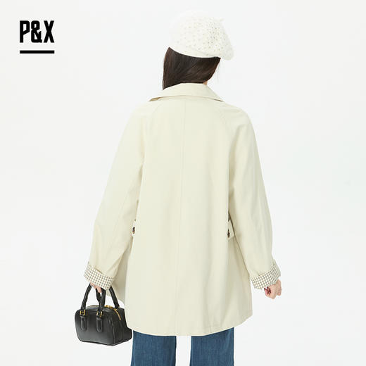 P&X设计师女装2026春季法式简约复古中长款风衣 826119081 杏色 商品图4