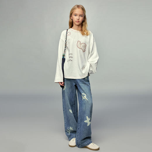 💕【特价】春季童装-休闲撞色贴布绣长袖T恤6645EL 商品图2