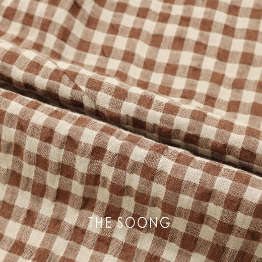 THESOONG|‘松弛哲学’亚麻混纺高腰筋骨感宽松直筒格子休闲裤8562 商品图7