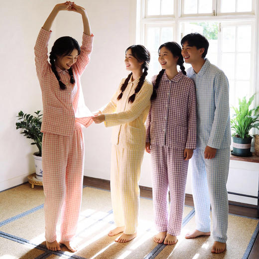 100%棉 糖果色双层纱男女款居家服 商品图2