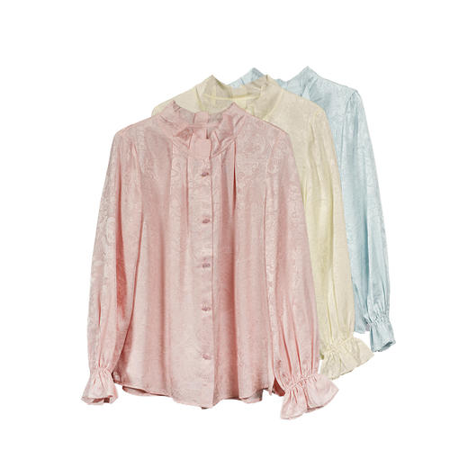 ³【南宋桑蚕丝木耳边半高领新中式内搭上衣】617006 XN03-SD-NSSF 商品图0