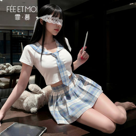 【情趣内衣】霏慕 日系格子纯情学院装7039 商品图8