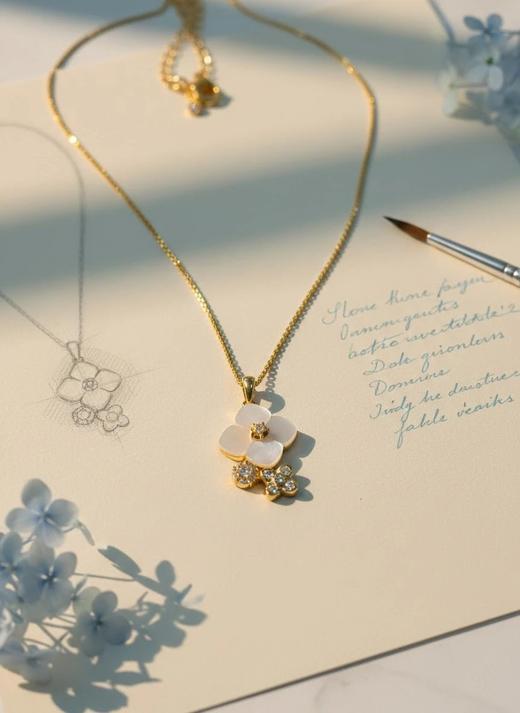 绣球圆满天然贝母项链 银镀金饰品（非质量问题  不退不换） 商品图1