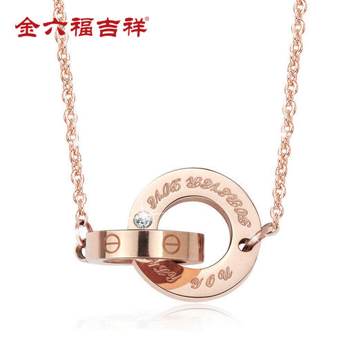 金六福吉祥钛钢双环套链★ 商品图0