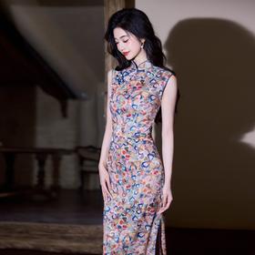 新款春夏无袖旗袍国风炫彩复古旗袍638
