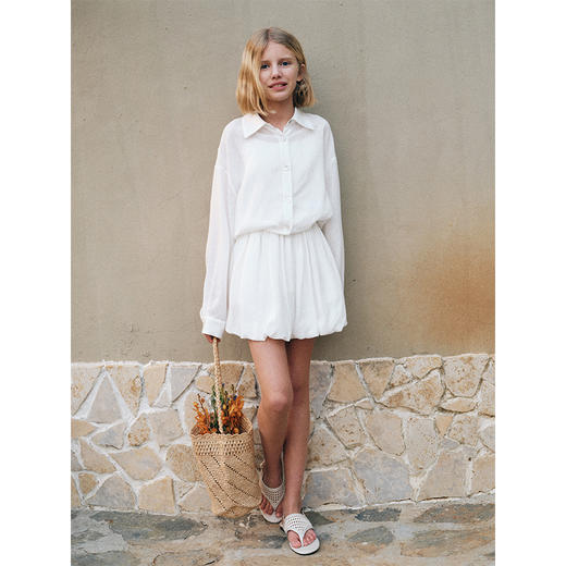 💕春3童装莱赛尔亚麻法式收腰长袖衬衫/花苞裤半身裙 商品图3