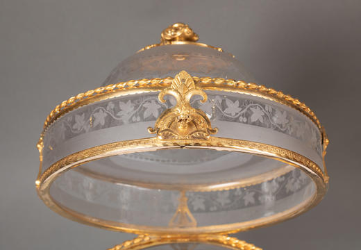 独角鹿西洋古董1850-1870年代法国拿破仑三世时期出品铜鎏金精雕修饰巴卡拉水晶酒具套装 商品图5