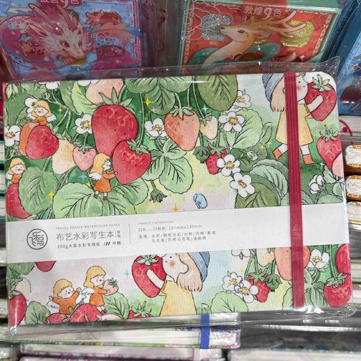 飞乐鸟 木浆布艺水彩写生本 中粗纹 草莓185*130mm 20张/本 商品图0