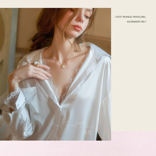 【YW】无忧购“3.8春日礼遇”情趣内衣纯色缎面性感透视镂空低胸开襟长袖女家居服套装5337（截单后3-5天发货） 商品图5