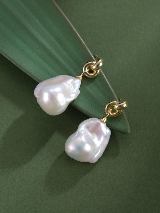 子佩集【月潮共鸣】银S925珍珠惜王妃耳钉【EM3004-XF】巴洛克镀金扣环2602 商品图7