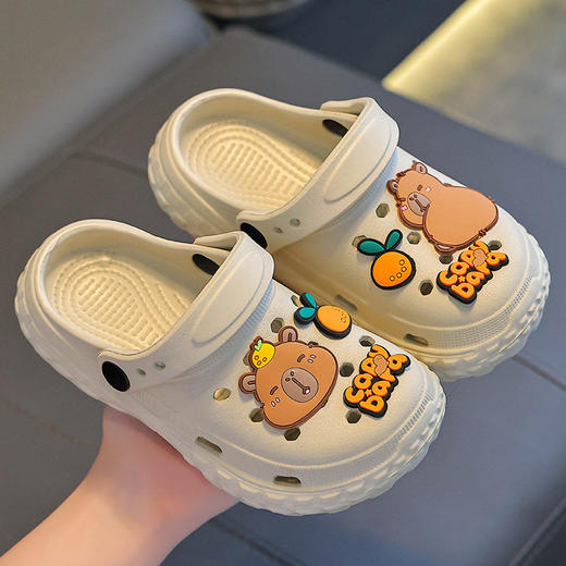 卡皮巴拉儿童洞洞鞋夏男女童踩屎感防滑包头亲子中大童小孩凉拖鞋 商品图0