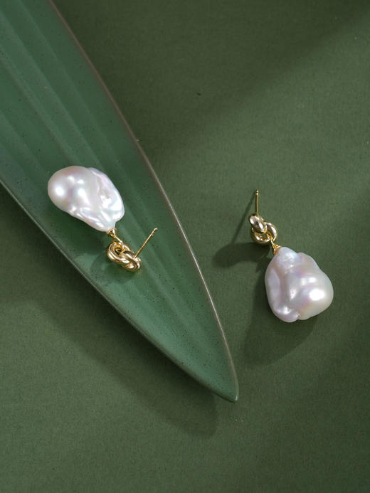 子佩集【月潮共鸣】银S925珍珠惜王妃耳钉【EM3004-XF】巴洛克镀金扣环2602 商品图2