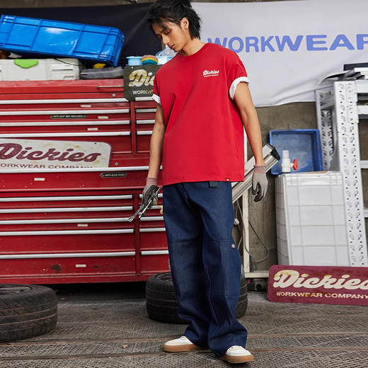 Dickies春夏水洗牛仔双膝裤宽松廓形工装风牛仔裤男女情侣直筒长裤 商品图1