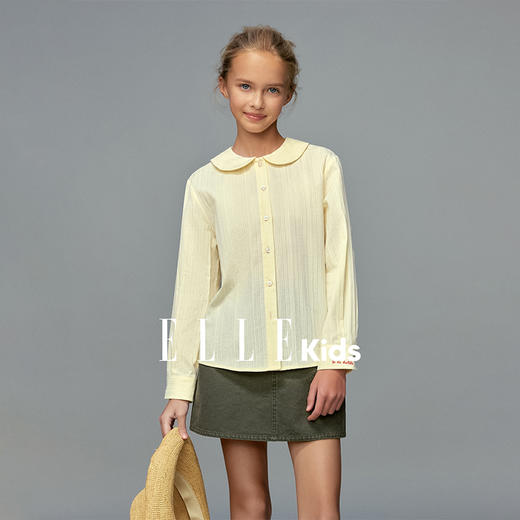 💕春3童装法式棉布刺绣娃娃领甜美长袖衬衫 商品图0