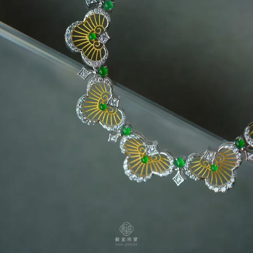 龢盒原创 银镶冰绿翡翠羽翼锁骨链 商品图2