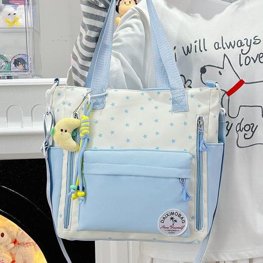 【日系甜美小清新❗️拼色百搭大容量单肩包】小巧精致优质材质，轻盈舒适，容量充足，ins可爱文艺单肩包常备单肩包开学季L 商品图0