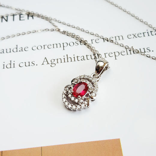 【天然正品】AU750白金镶钻镶天然近1克拉鸽血红红宝石吊坠项链18.3*9.2*4.0MM（皆取最大值）030226NJT46 商品图3