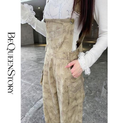 【大货捡漏，不退不换】  【街头写意】时尚舒适莱赛尔复古印花工装连体背带裤早秋 商品图2