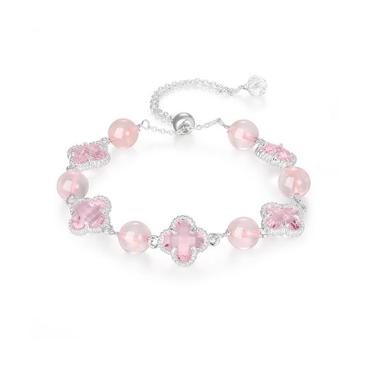 金六福吉祥粉水晶四叶幸运草手链★ 商品图5