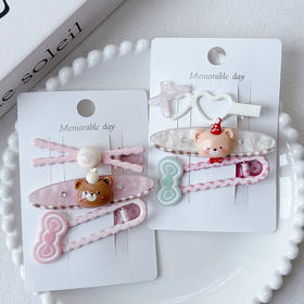 可爱卡通奶咖小熊组合发夹（3个）-纪念日百货门店同款169149193