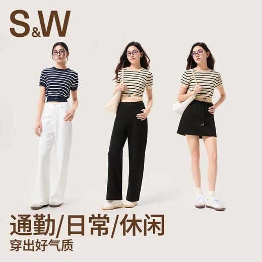 【SW速惟】 休闲复古女条纹修身显瘦时运动短袖 4236 商品图4