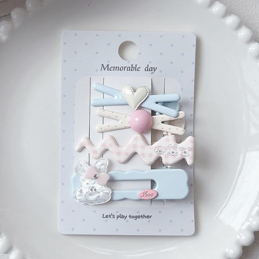 淡粉蓝可爱组合发夹（4个）-纪念日百货门店同款169096811 商品图2