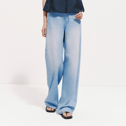 森柔|森马牛仔裤女夏季凉感抑菌阔腿裤2026新款显腿长潮流拖地裤 商品图2