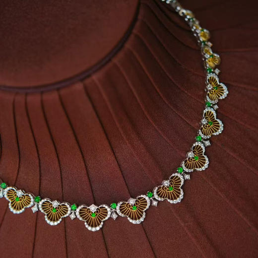 龢盒原创 银镶冰绿翡翠羽翼锁骨链 商品图4