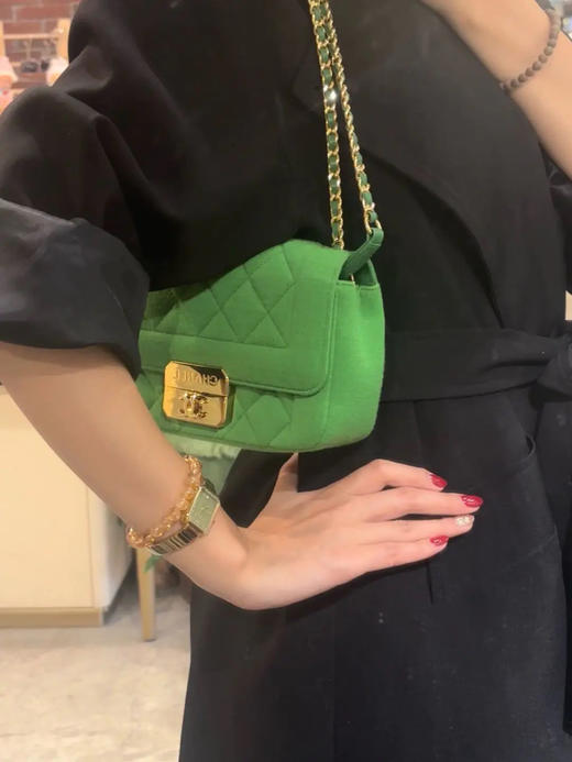 Chanel Jersey 针织 绿色 mini 金扣 单肩包 商品图1