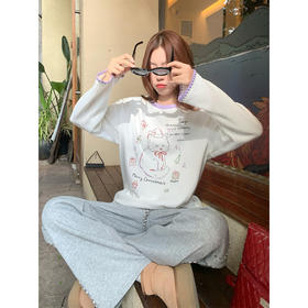 【129元任选2件】现货！ 韩系小猫印花打底衫t恤