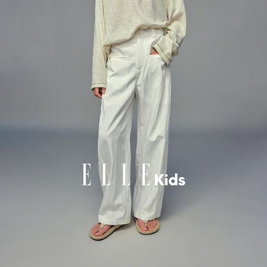 💕春3童装白字皱感弯刀休闲裤 商品图1