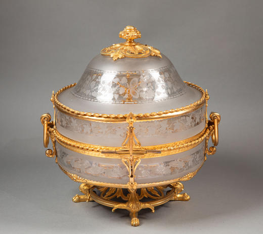 独角鹿西洋古董1850-1870年代法国拿破仑三世时期出品铜鎏金精雕修饰巴卡拉水晶酒具套装 商品图3