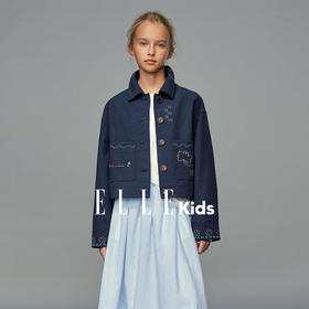 💕春3童装藏青色短款绣花外套