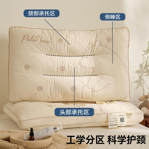 【品牌直发】加倍生活 亚麻北极熊枕 棉麻绣花小熊枕头 成人立体亚麻枕芯  枕头枕芯 商品图2