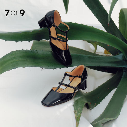 7or9玛丽珍鞋T字带高跟单鞋黑朗姆 商品图1
