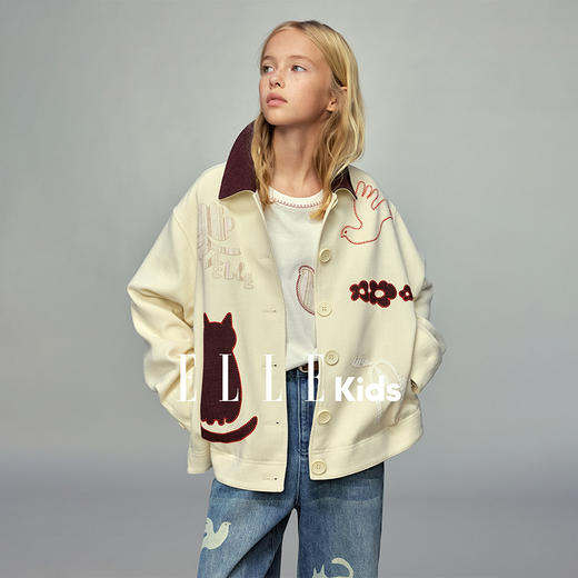 💕春3童装趣味贴布绣休闲撞色外套 商品图0